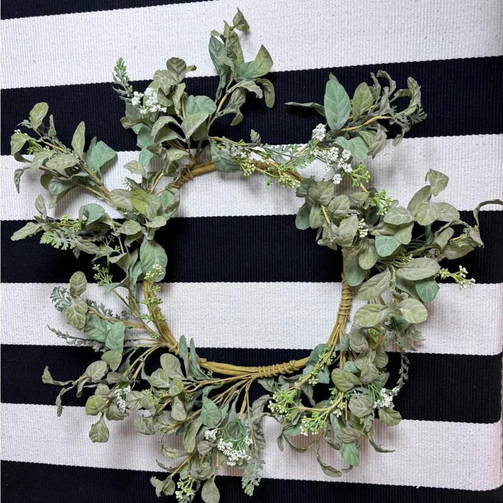 Elegant Green Faux Floral Wreath